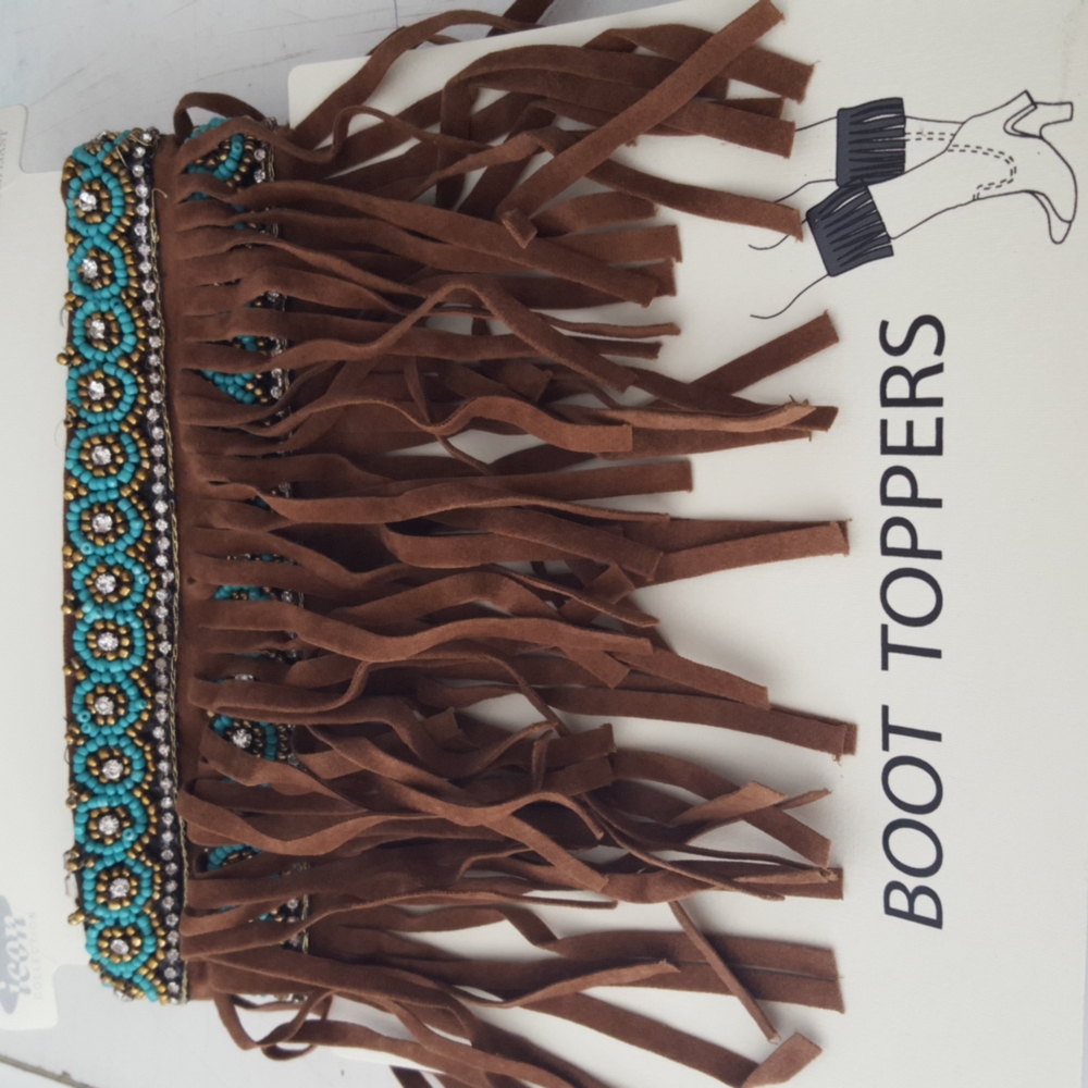 Brown suede fringe Boot toppers